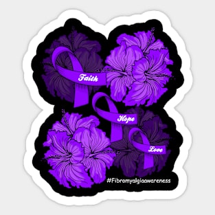 Faith Hope Love Purple Ribbon Fibromyalgia Awareness Sticker